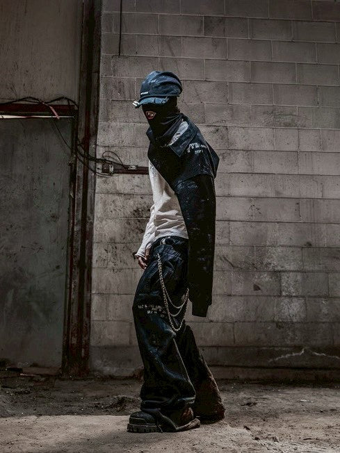 【roaringrad】Dirty Double Waist Sweat Pants
