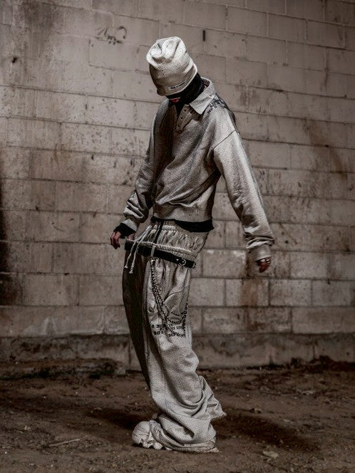 【roaringrad】Dirty Double Waist Sweat Pants