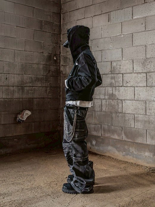 【roaringrad】Destroyed Crop Hoodie Jacket