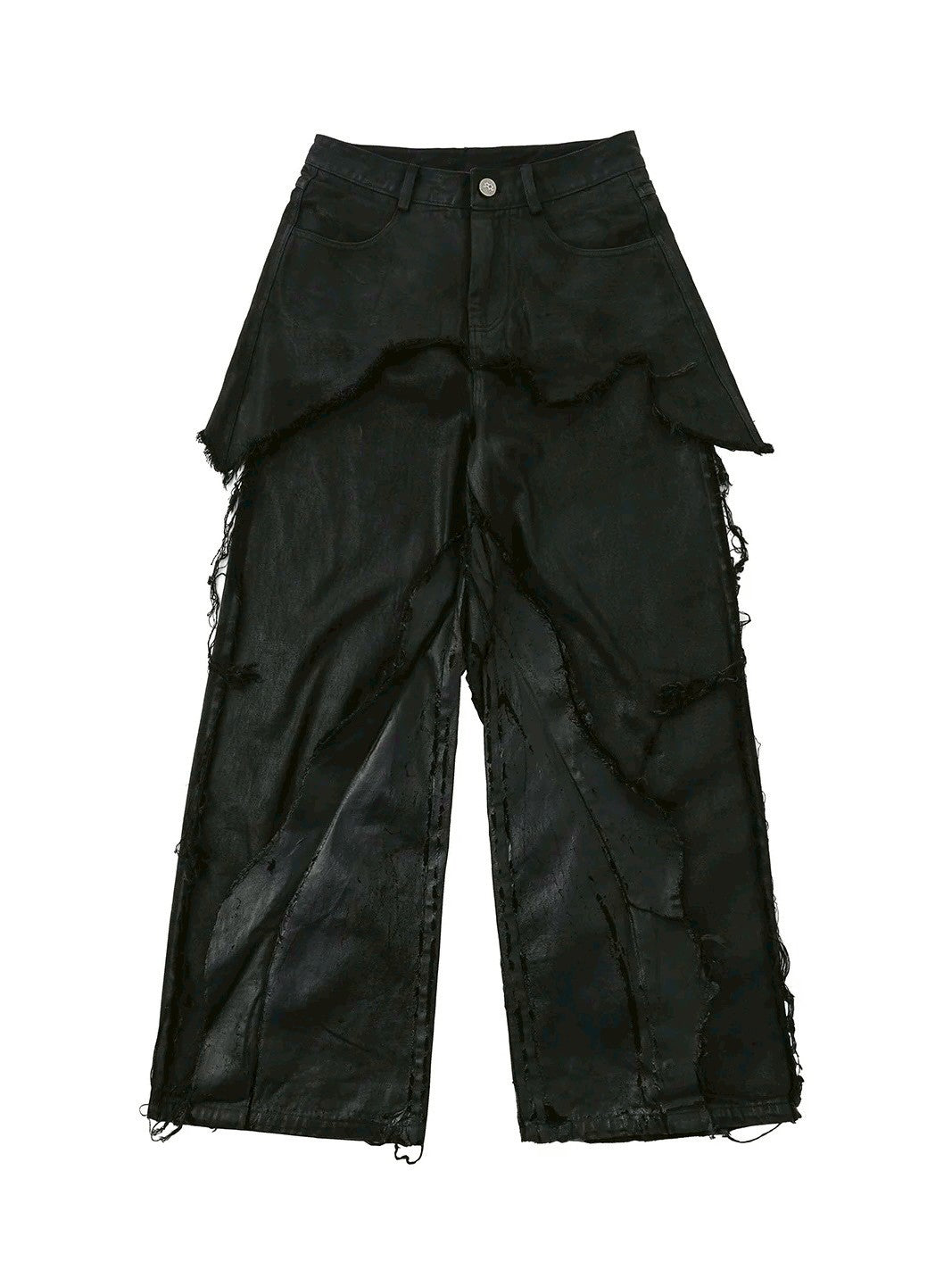 【seronine】Oathbreak Blackfilm Wax-Crack Denim Pants