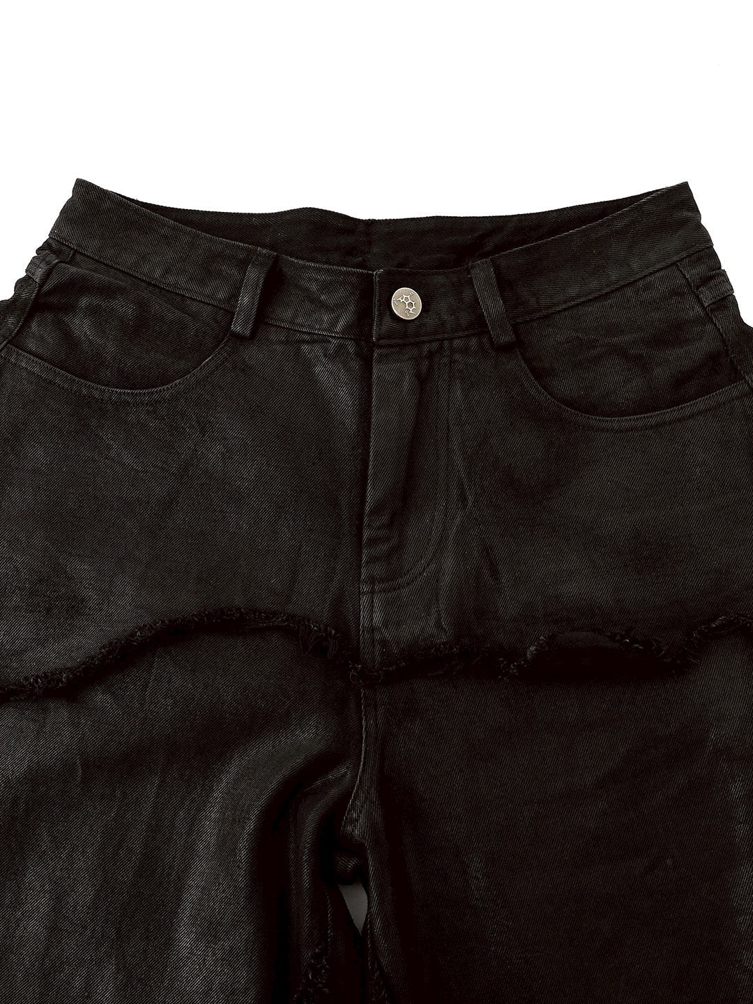 【seronine】Oathbreak Blackfilm Wax-Crack Denim Pants