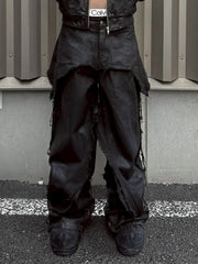 【seronine】Oathbreak Blackfilm Wax-Crack Denim Pants