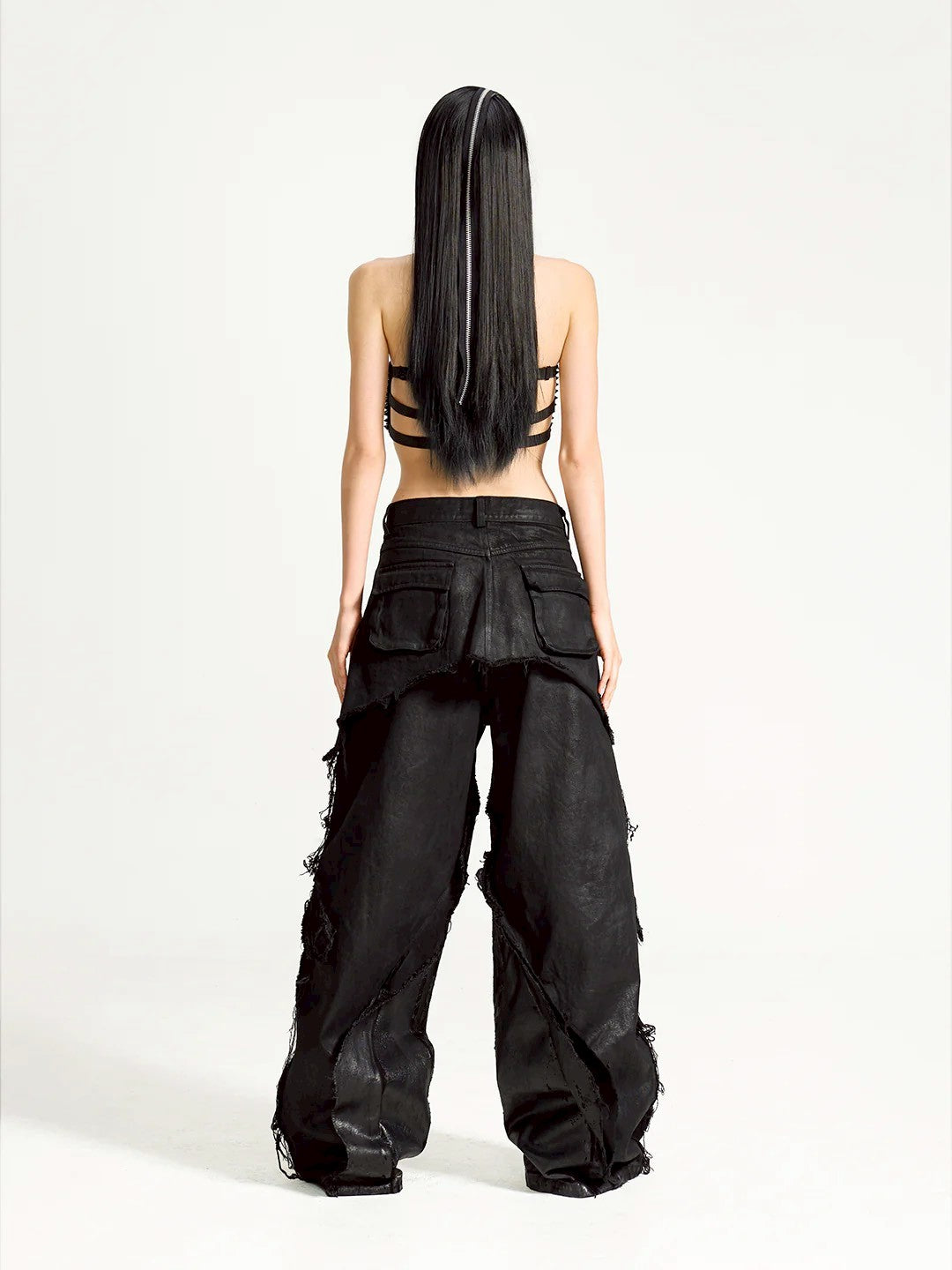 【seronine】Oathbreak Blackfilm Wax-Crack Denim Pants