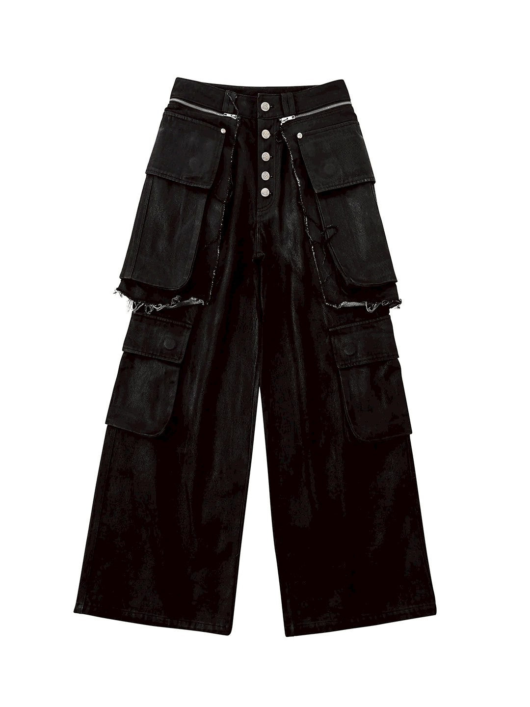 【seronine】Hinge Form Wax-Brushed Layered Denim Pants