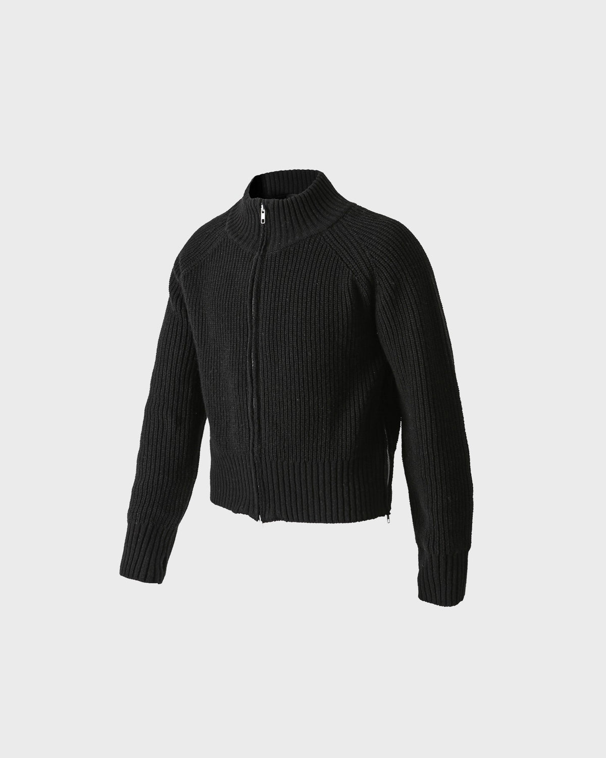 【roaringrad】Side-Zip Crop Knit Zip-Up