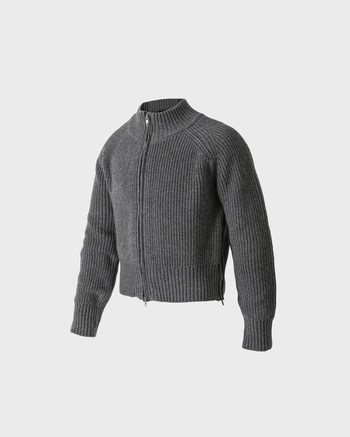 【roaringrad】Side-Zip Crop Knit Zip-Up
