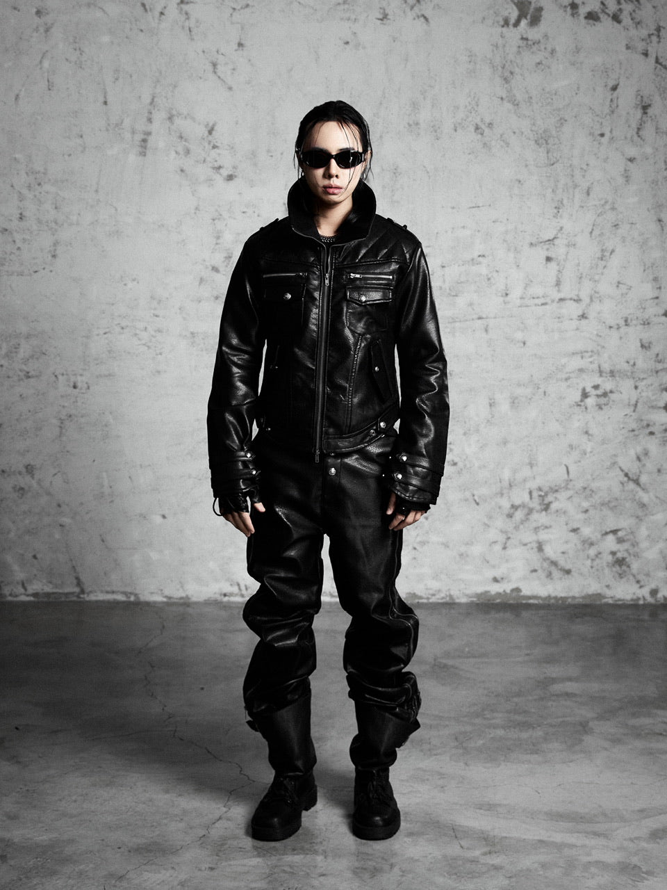 【Rosen Kreuz】HIGH-NECK GUARD LEATHER JACKET