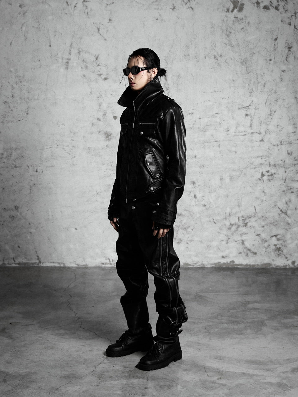 【Rosen Kreuz】HIGH-NECK GUARD LEATHER JACKET