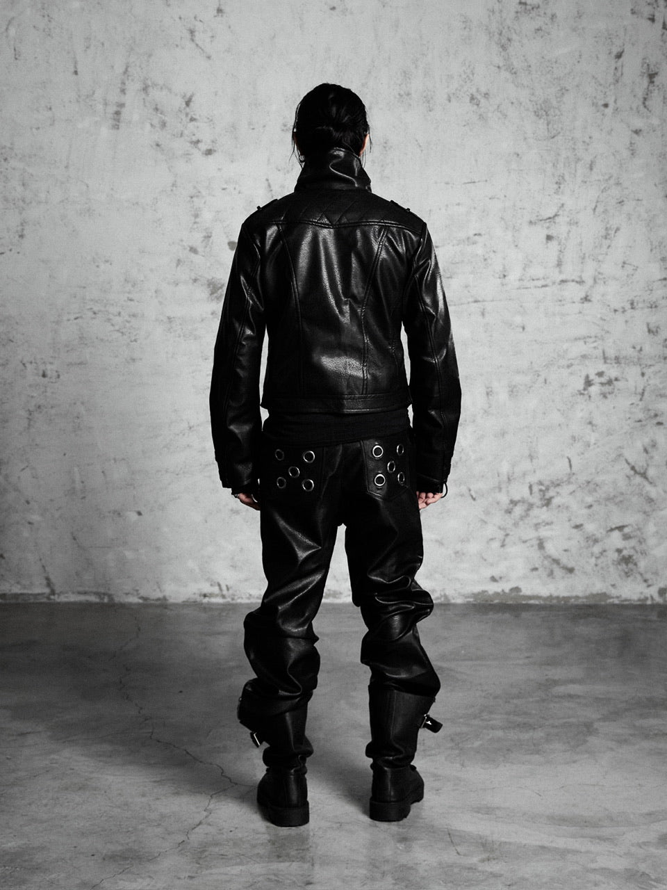 【Rosen Kreuz】HIGH-NECK GUARD LEATHER JACKET
