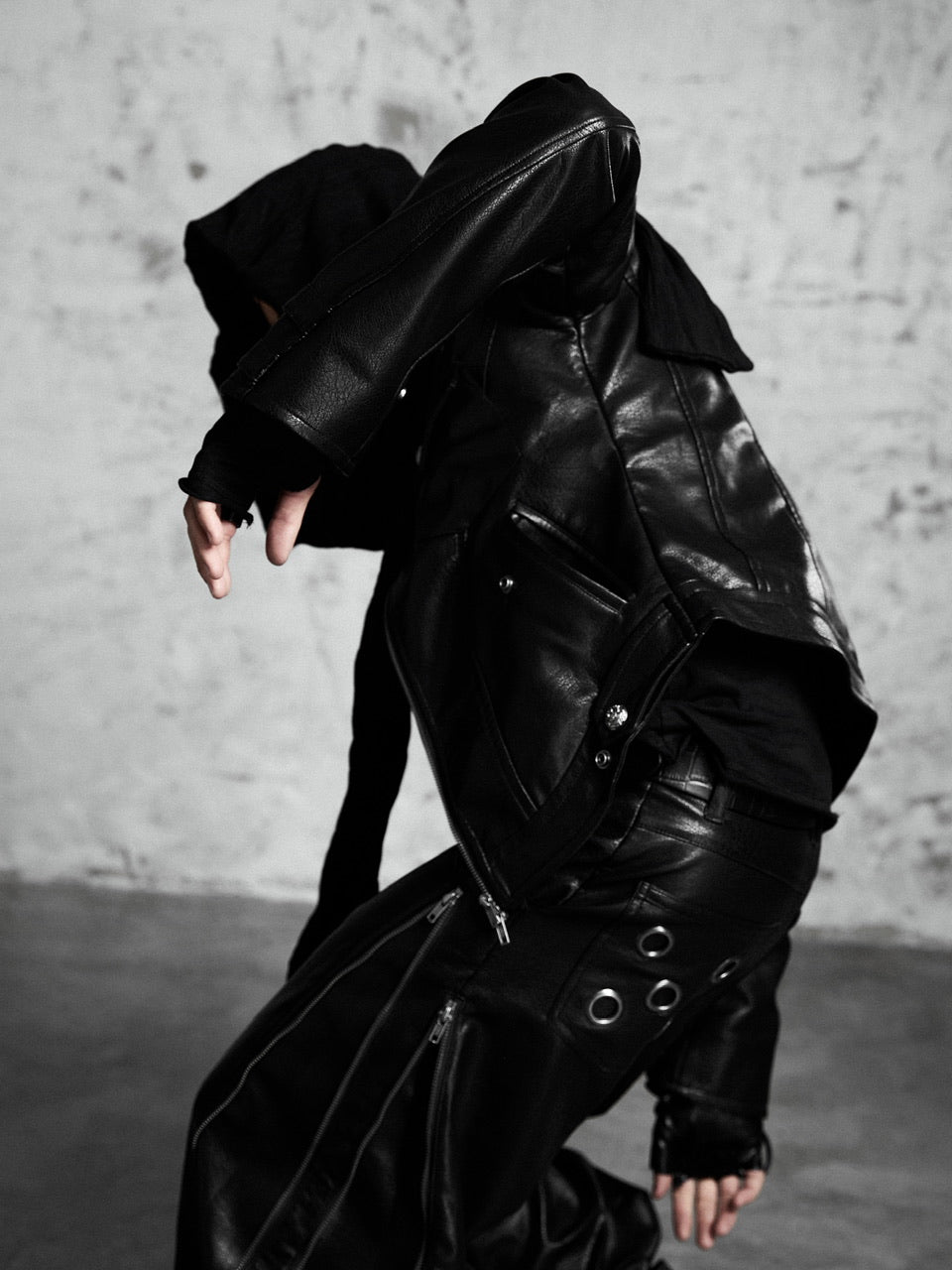 【Rosen Kreuz】HIGH-NECK GUARD LEATHER JACKET