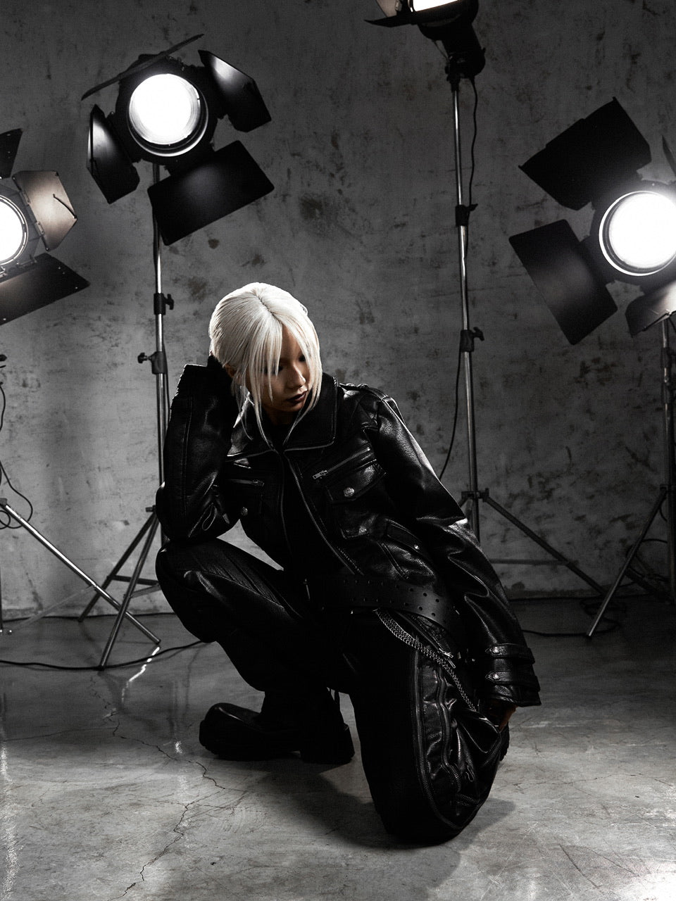 【Rosen Kreuz】HIGH-NECK GUARD LEATHER JACKET