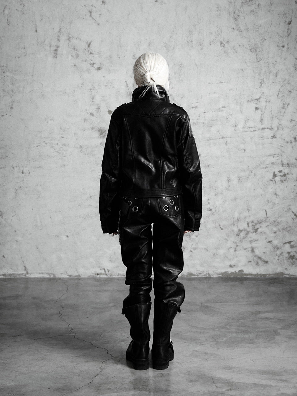 【Rosen Kreuz】HIGH-NECK GUARD LEATHER JACKET