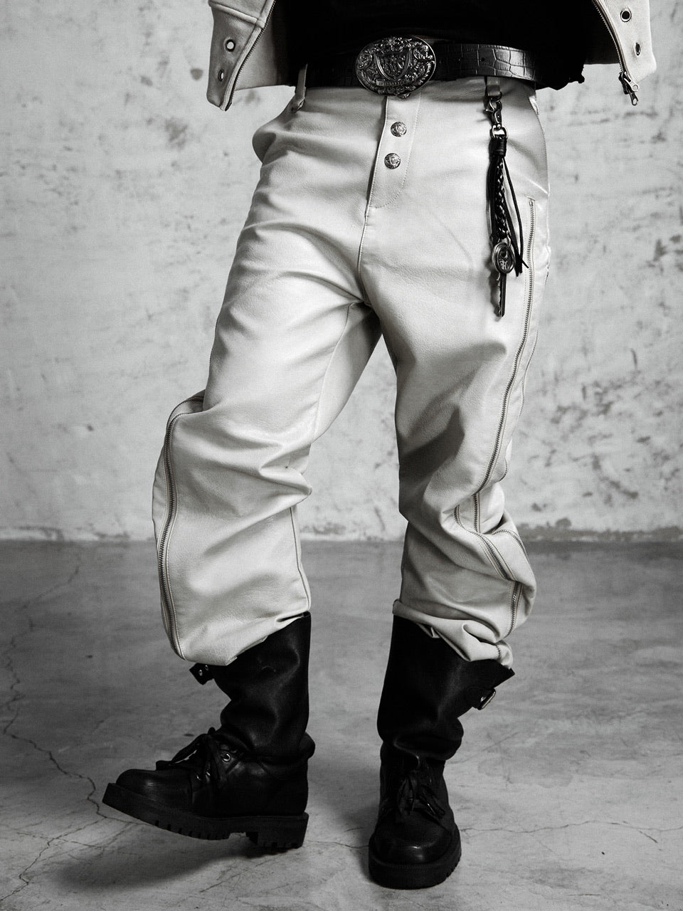 【Rosen Kreuz】MULTI-ZIP GUARD LEATHER PANTS