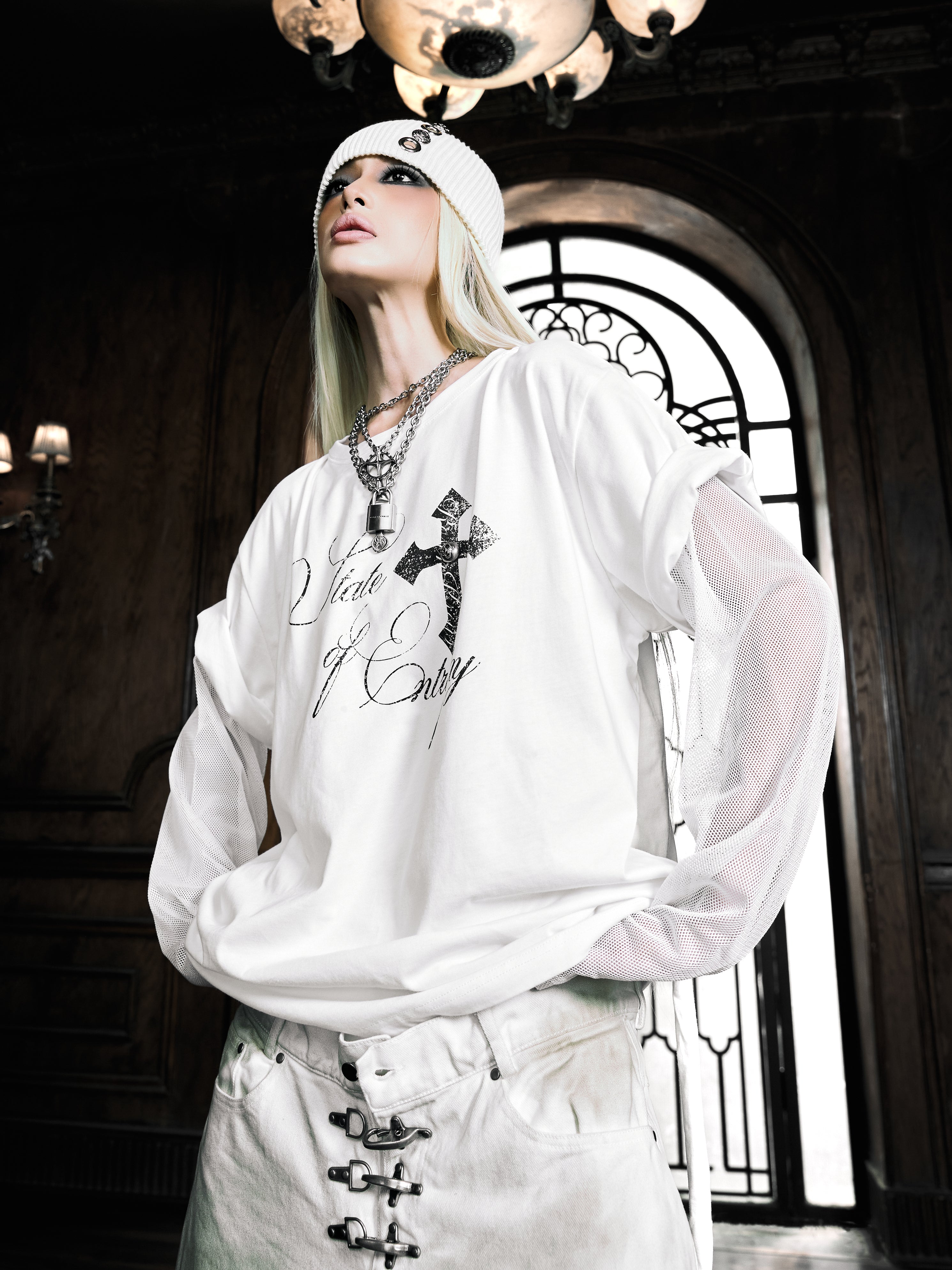 6/5 19:00先行発売【Rosen Kreuz】RUIN LAYERED MESH LONG SLEEVE