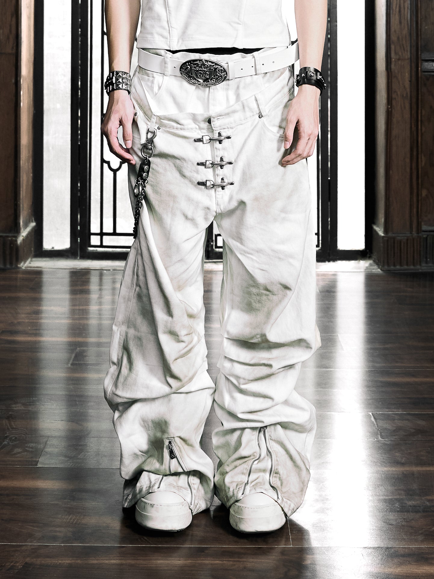 6/5 19:00先行発売【Rosen Kreuz】DECAY HOOK DOUBLE WAIST PANTS