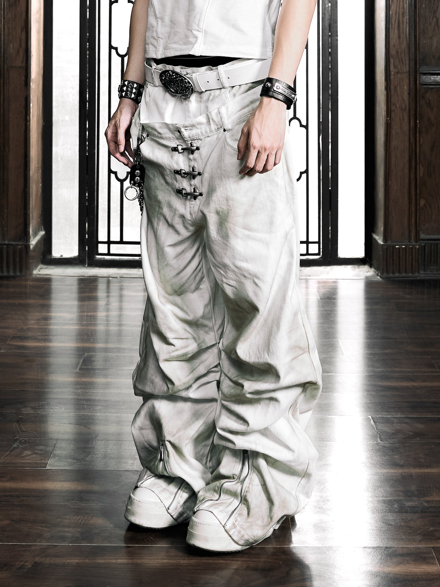 6/5 19:00先行発売【Rosen Kreuz】DECAY HOOK DOUBLE WAIST PANTS