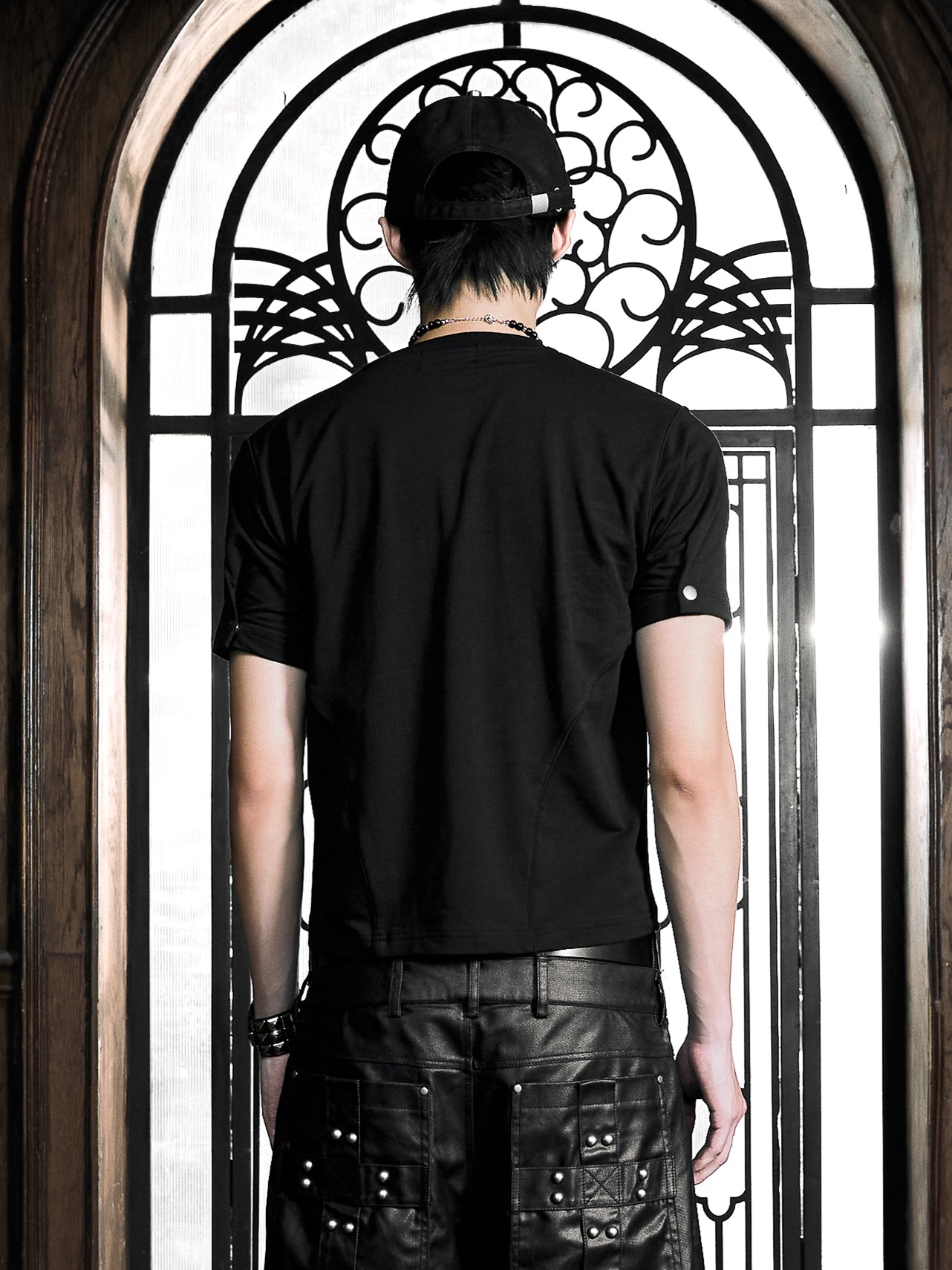 6/5 19:00先行発売【Rosen Kreuz】DISTRESSED EYELET PANEL T-SHIRT