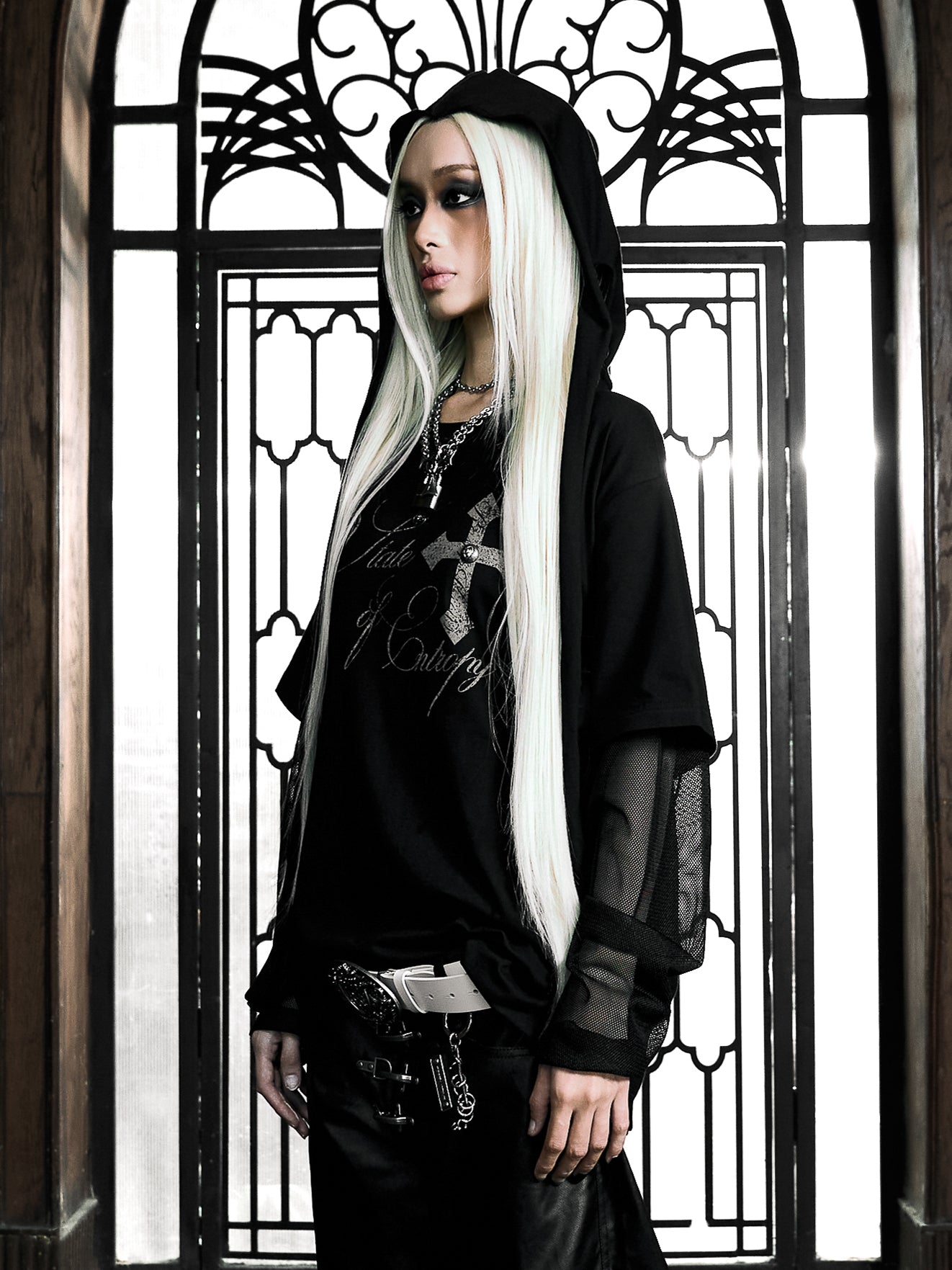 6/5 19:00先行発売【Rosen Kreuz】RUIN LAYERED MESH LONG SLEEVE