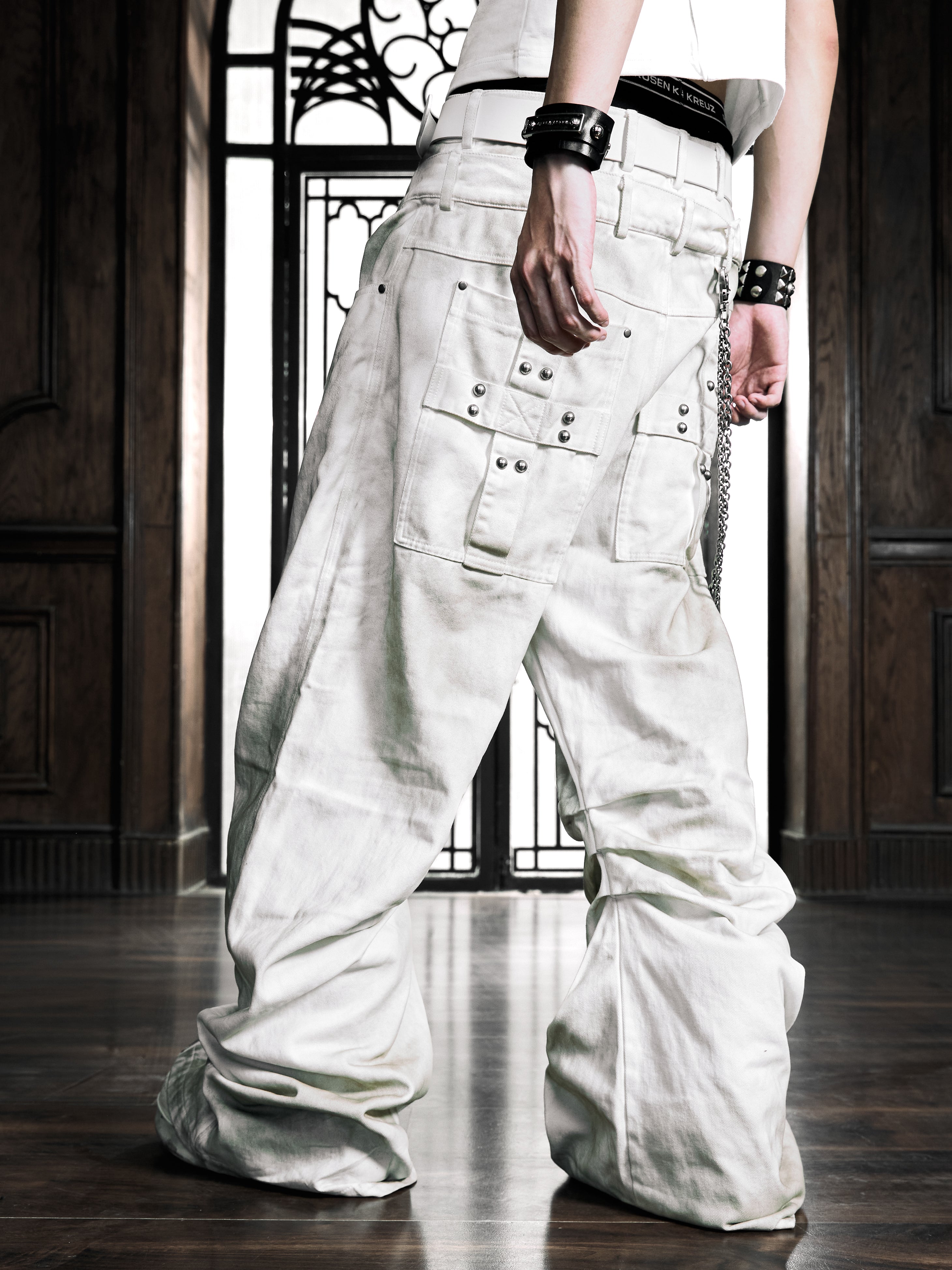 6/5 19:00先行発売【Rosen Kreuz】DECAY HOOK DOUBLE WAIST PANTS