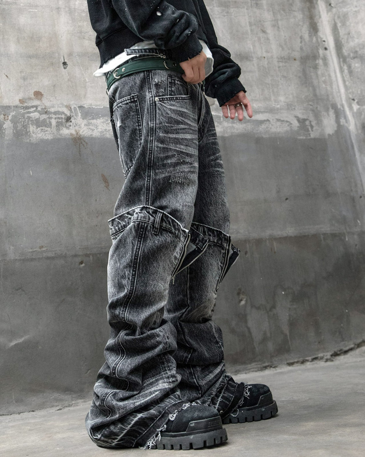 【roaringrad】Triple Ob Flare Denim Pants