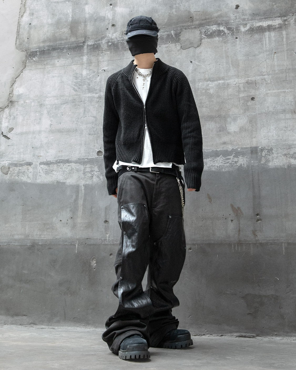 【roaringrad】Side-Zip Crop Knit Zip-Up