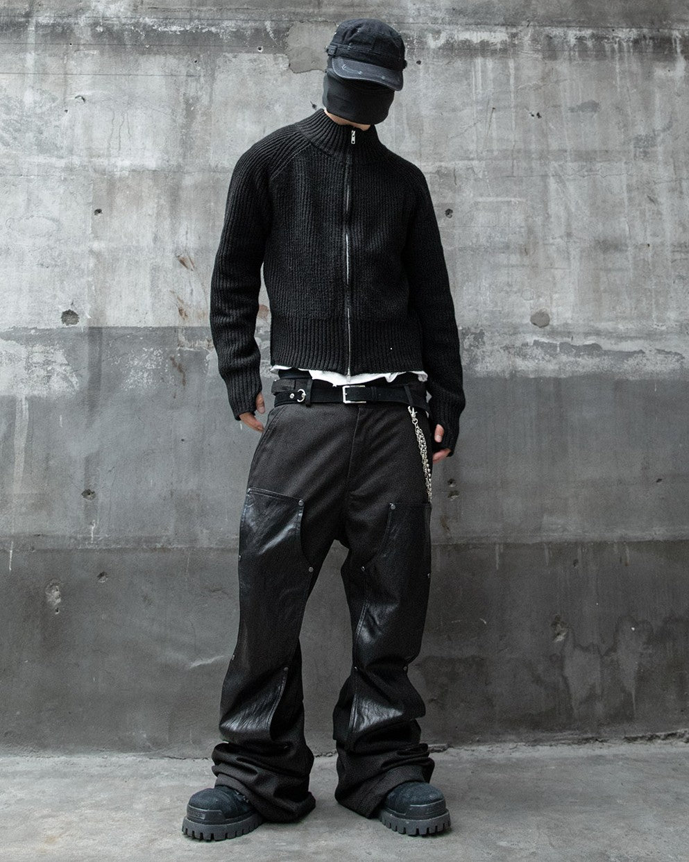 【roaringrad】Side-Zip Crop Knit Zip-Up