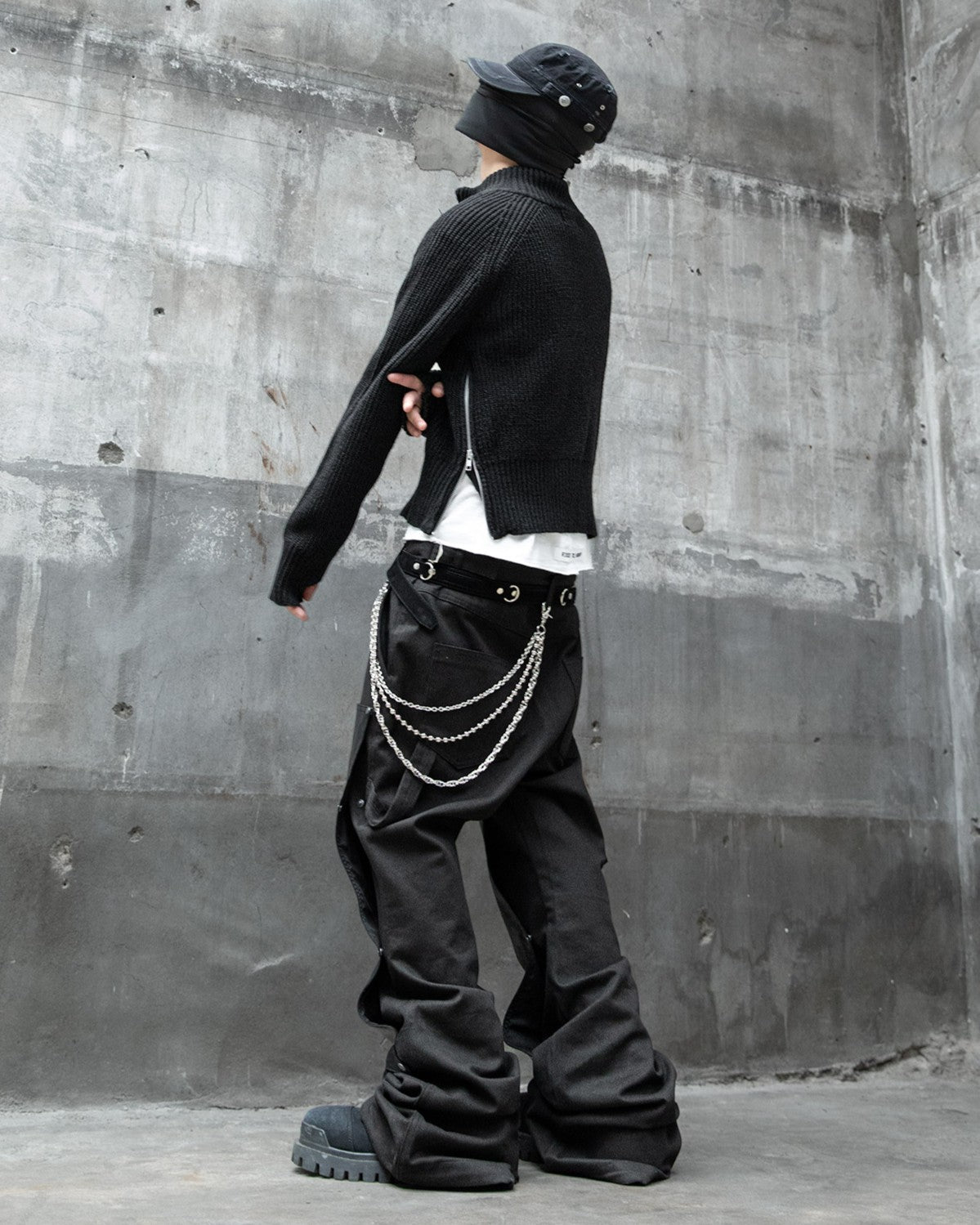 【roaringrad】Side-Zip Crop Knit Zip-Up