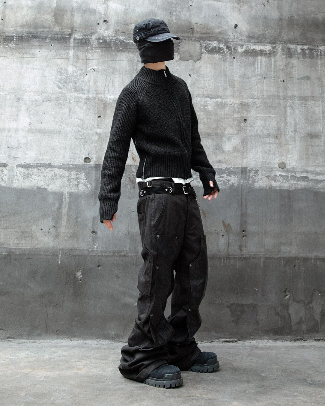 【roaringrad】Side-Zip Crop Knit Zip-Up