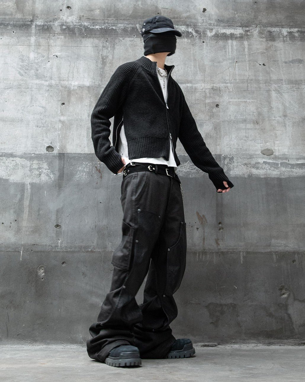 【roaringrad】Side-Zip Crop Knit Zip-Up