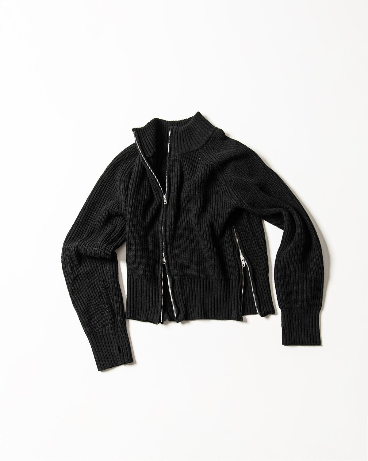 【roaringrad】Side-Zip Crop Knit Zip-Up
