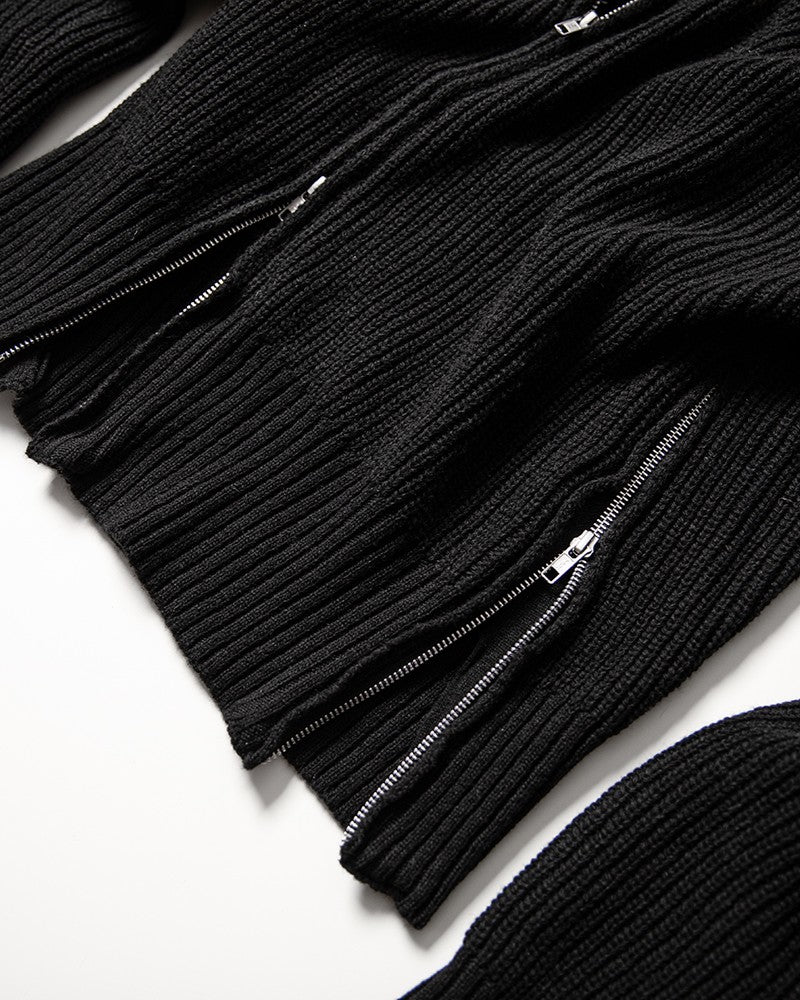 【roaringrad】Side-Zip Crop Knit Zip-Up