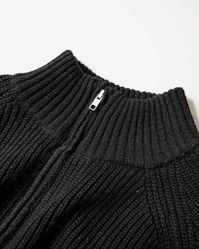 【roaringrad】Side-Zip Crop Knit Zip-Up