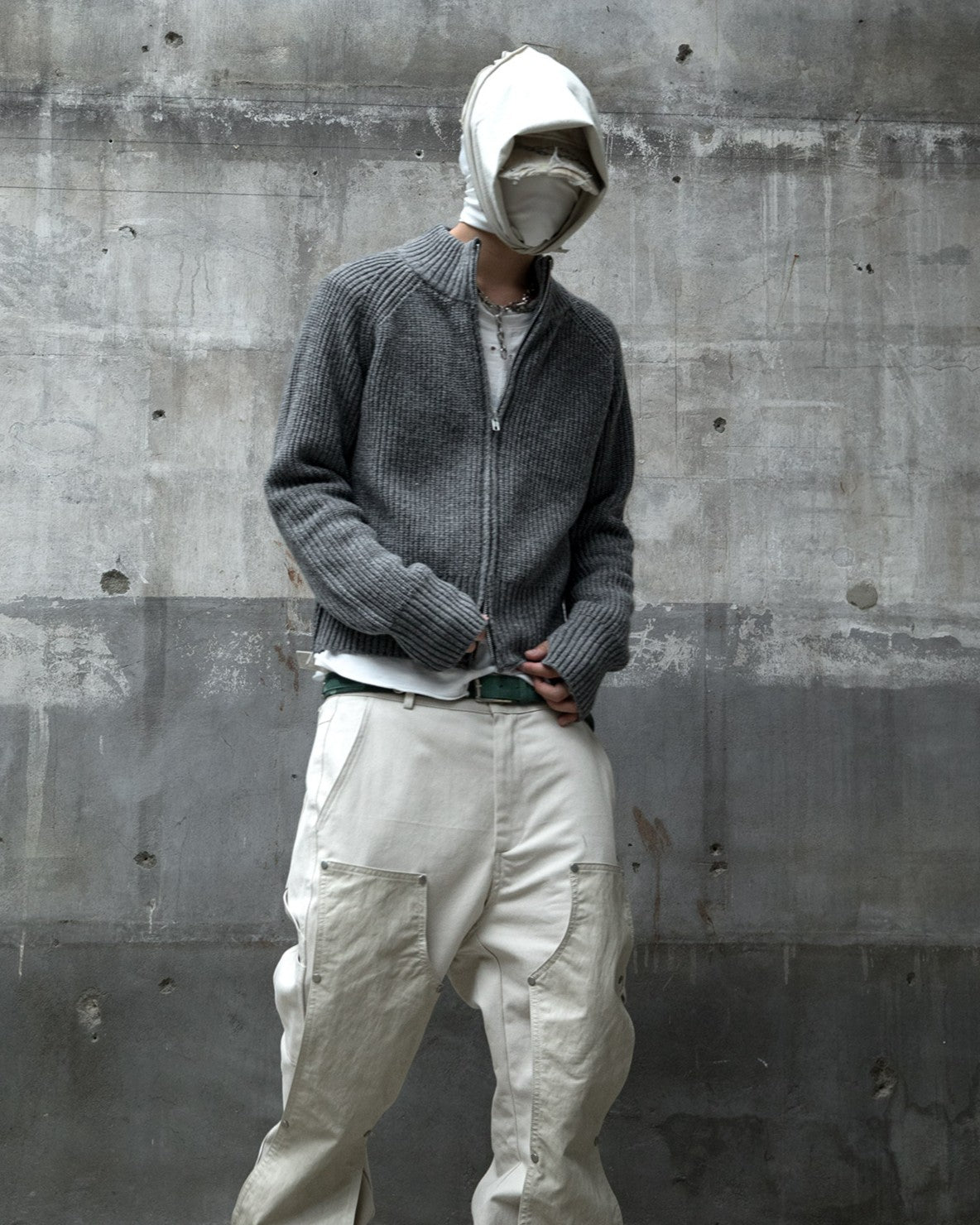 【roaringrad】Side-Zip Crop Knit Zip-Up