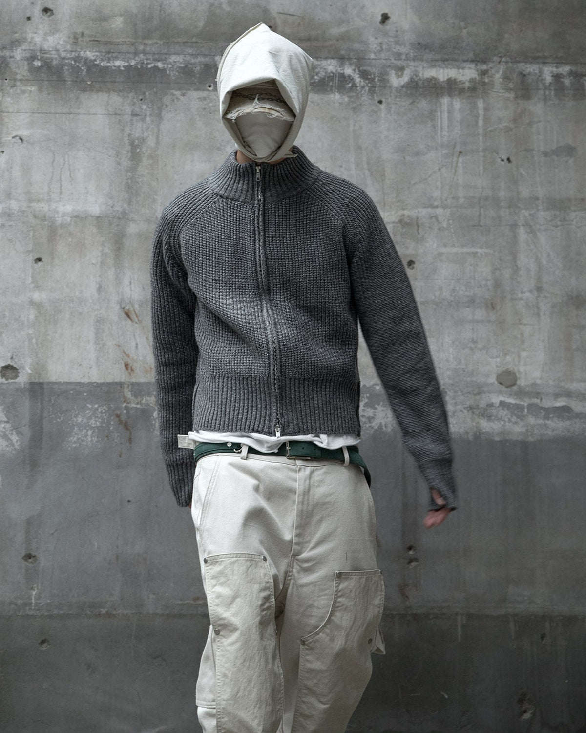 【roaringrad】Side-Zip Crop Knit Zip-Up