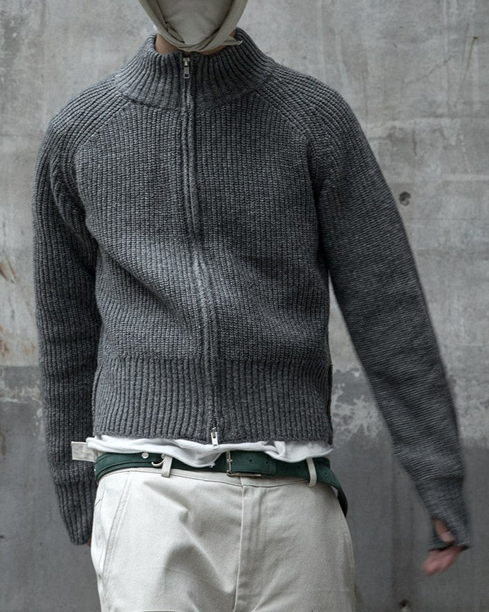 【roaringrad】Side-Zip Crop Knit Zip-Up