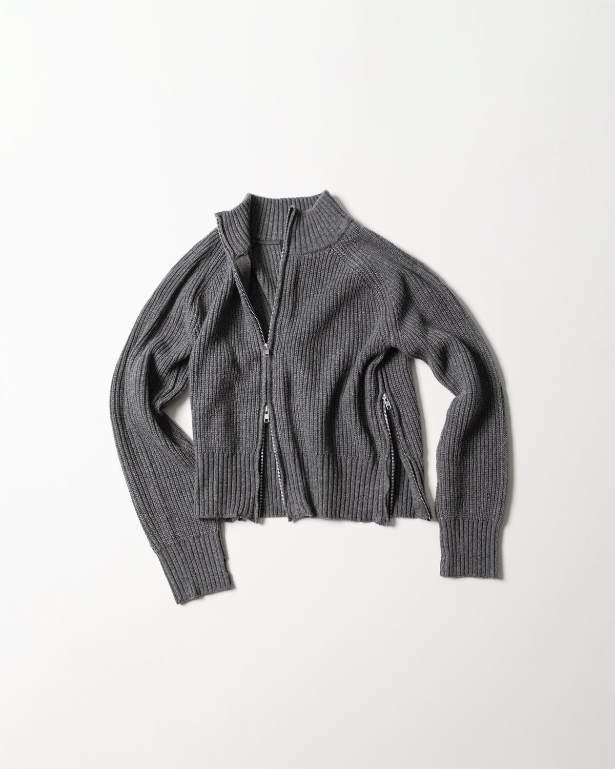 【roaringrad】Side-Zip Crop Knit Zip-Up