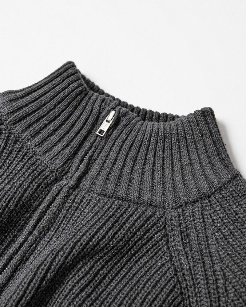 【roaringrad】Side-Zip Crop Knit Zip-Up