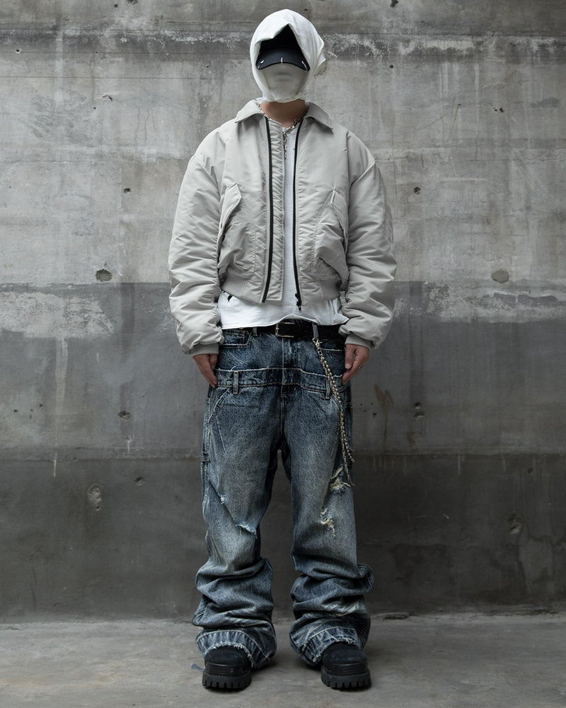 【roaringrad】26 Shirring Crop Bomber