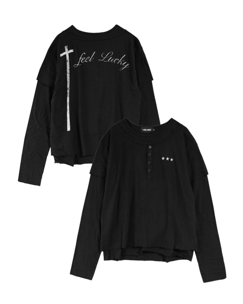 【IFEELLUCKY】Layered cross long sleeve