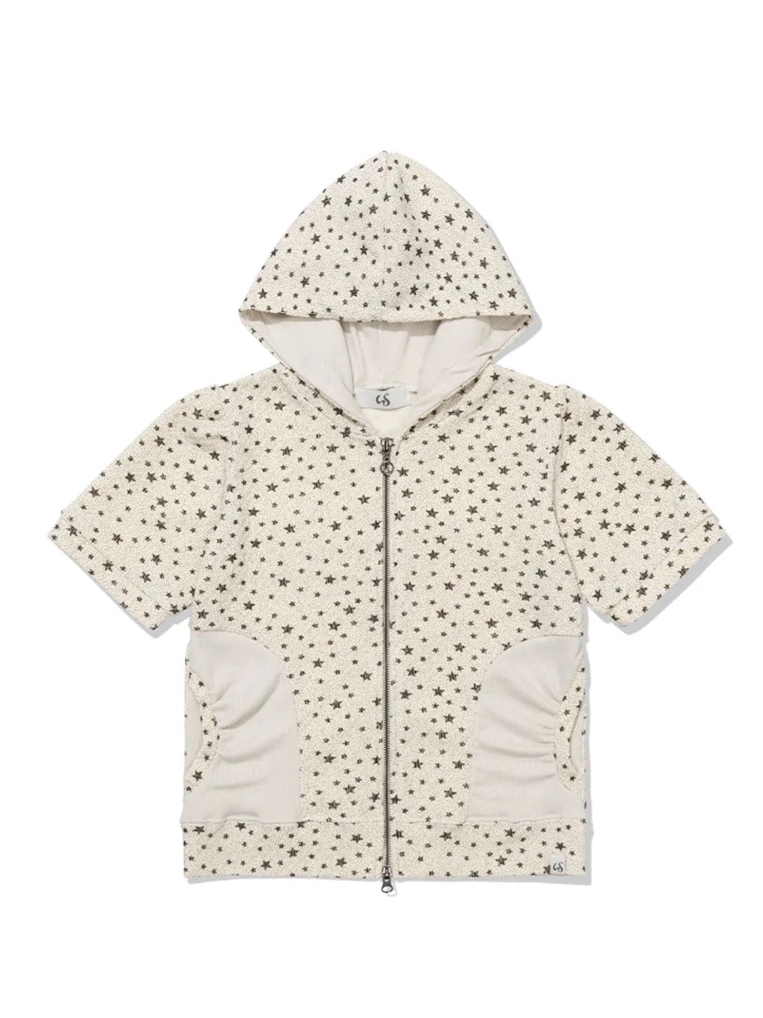 【Uglyshadow】STAR SHIRRING HOODED ZIP-UP