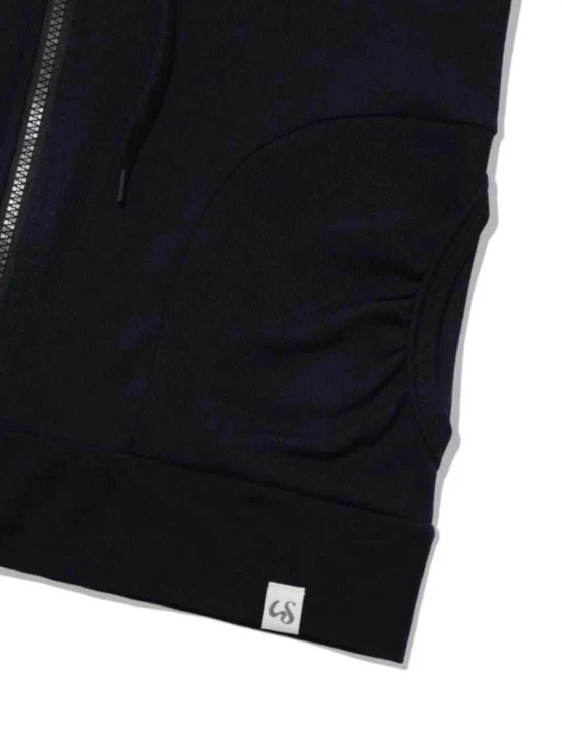 【Uglyshadow】LAYERED SHIRRING HOODED ZIP-UP