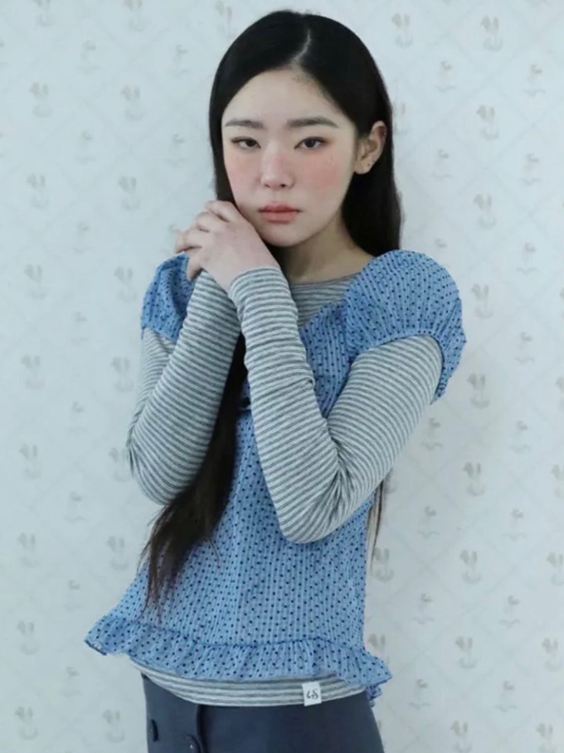 【Uglyshadow】DOT SHIRRING BLOUSE