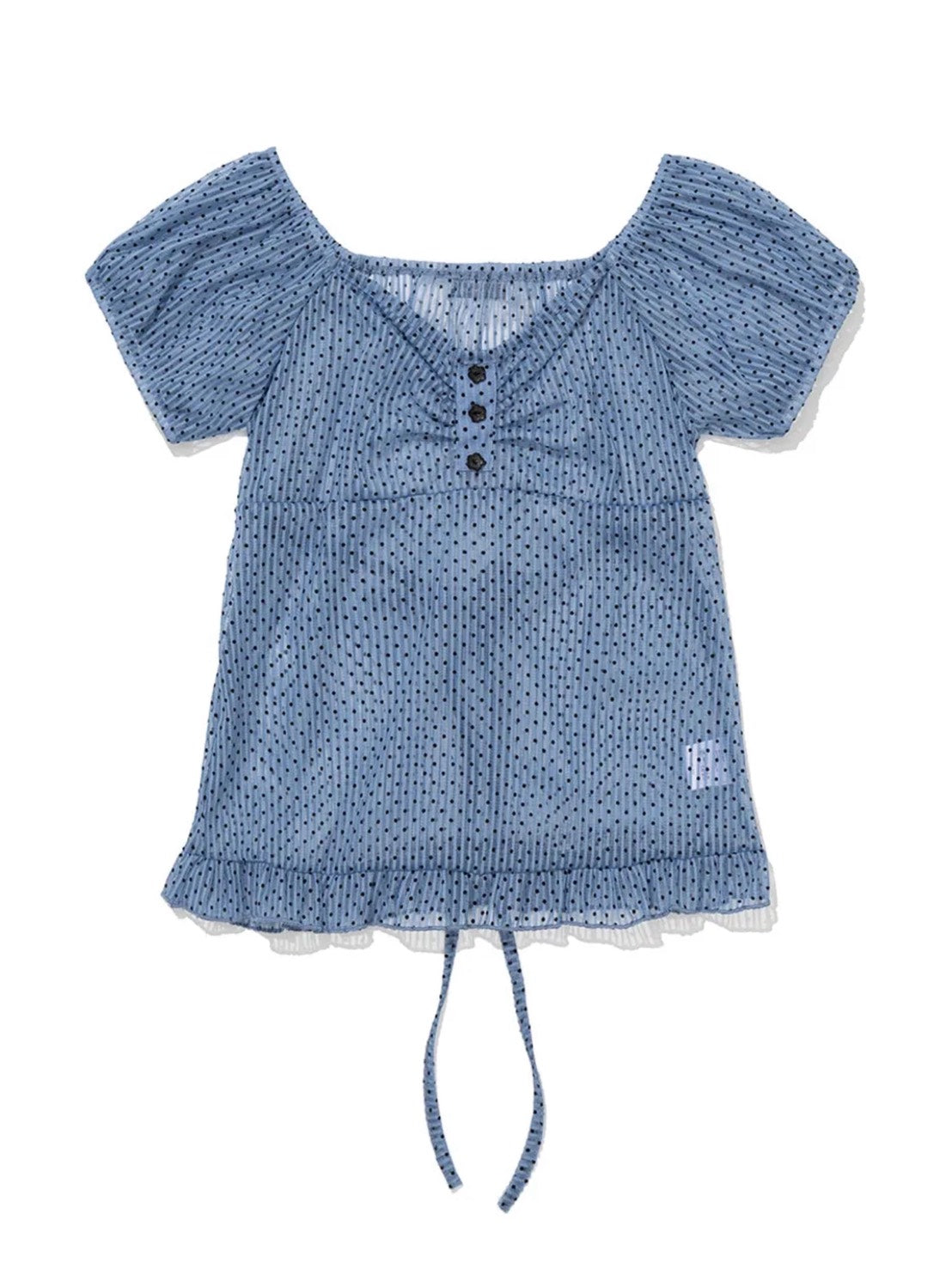 【Uglyshadow】DOT SHIRRING BLOUSE