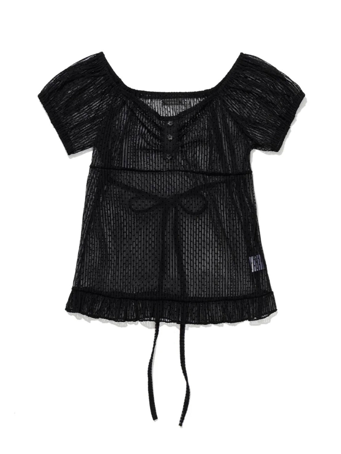 【Uglyshadow】DOT SHIRRING BLOUSE