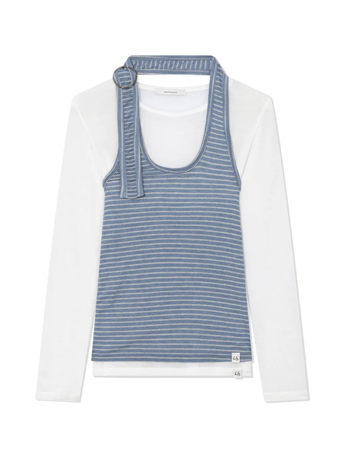 【Uglyshadow】STRIPED HALTER NECK LAYERED T-SHIRT