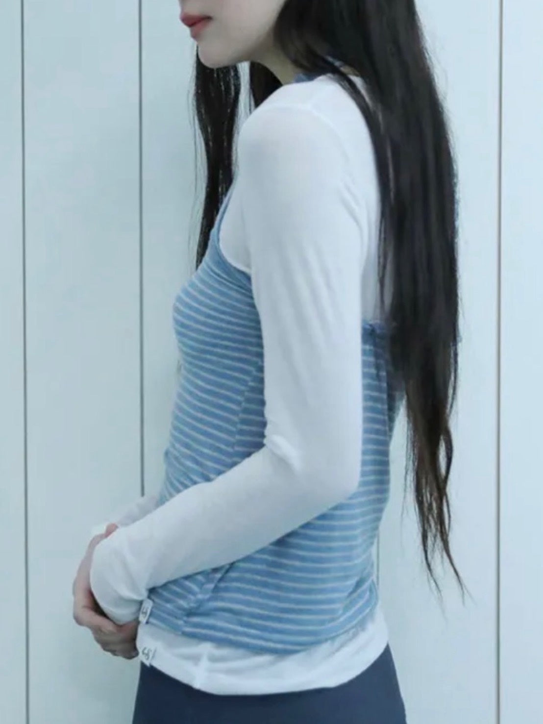 【Uglyshadow】STRIPED HALTER NECK LAYERED T-SHIRT