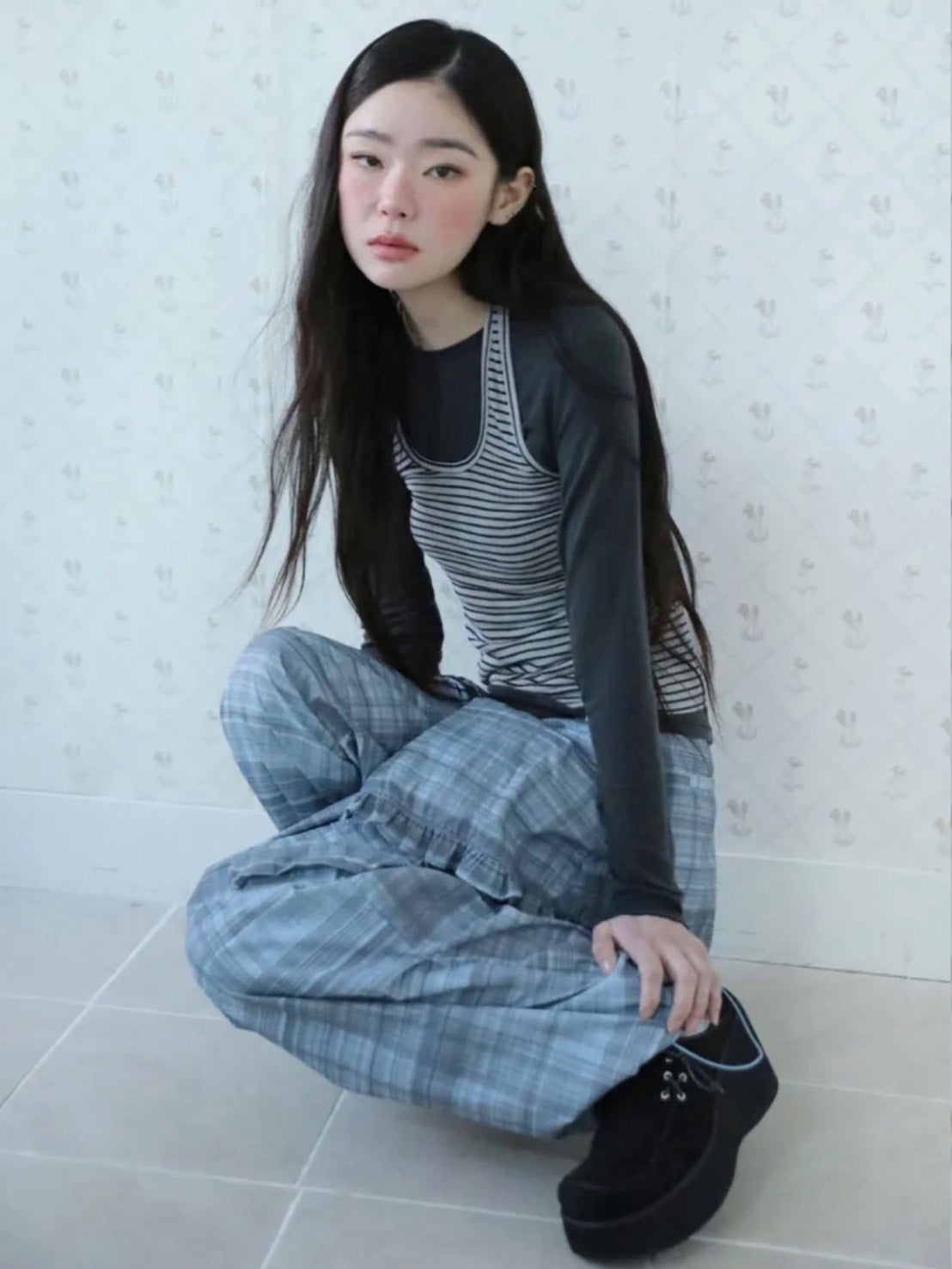 【Uglyshadow】STRIPED HALTER NECK LAYERED T-SHIRT