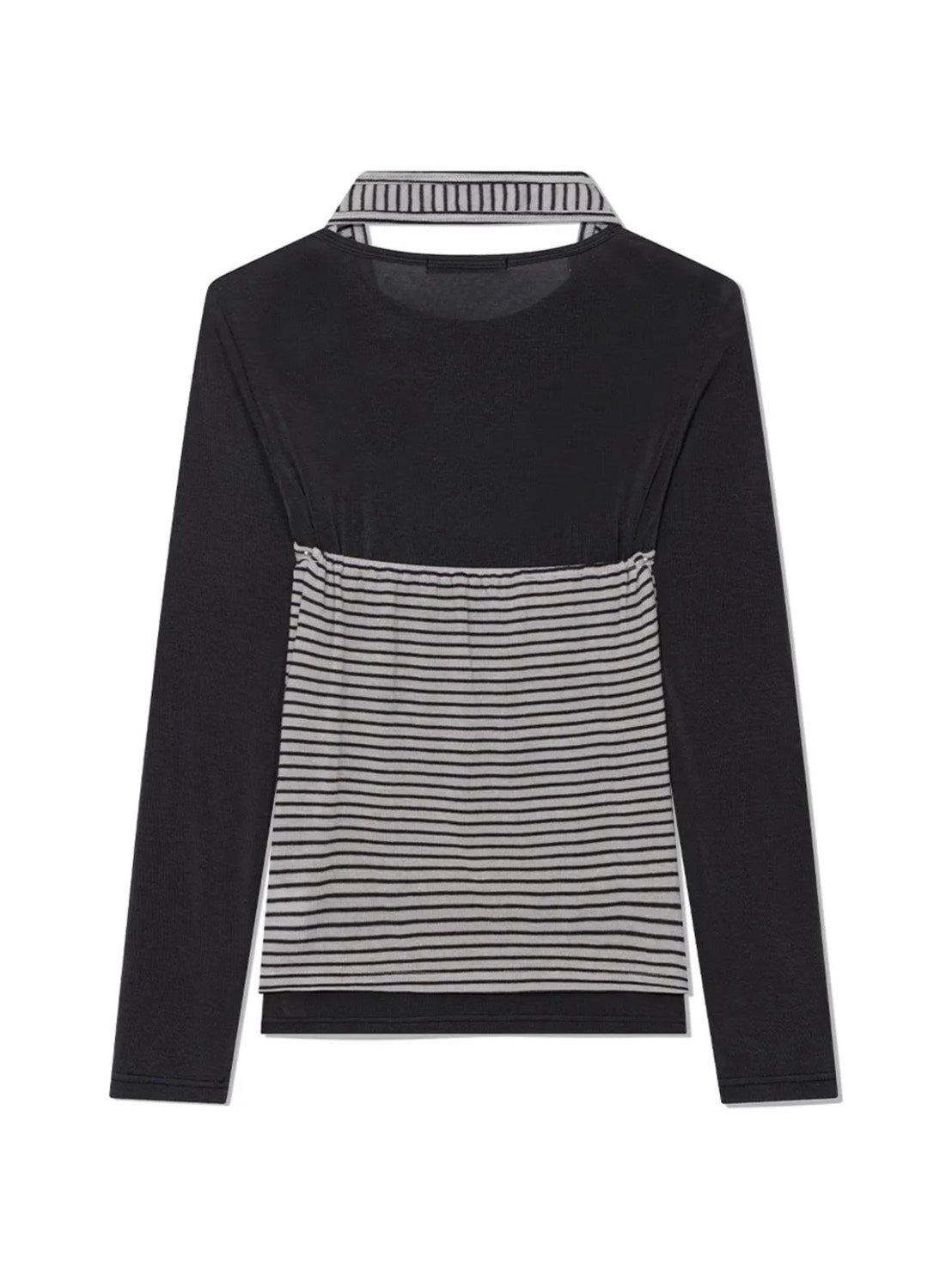 【Uglyshadow】STRIPED HALTER NECK LAYERED T-SHIRT