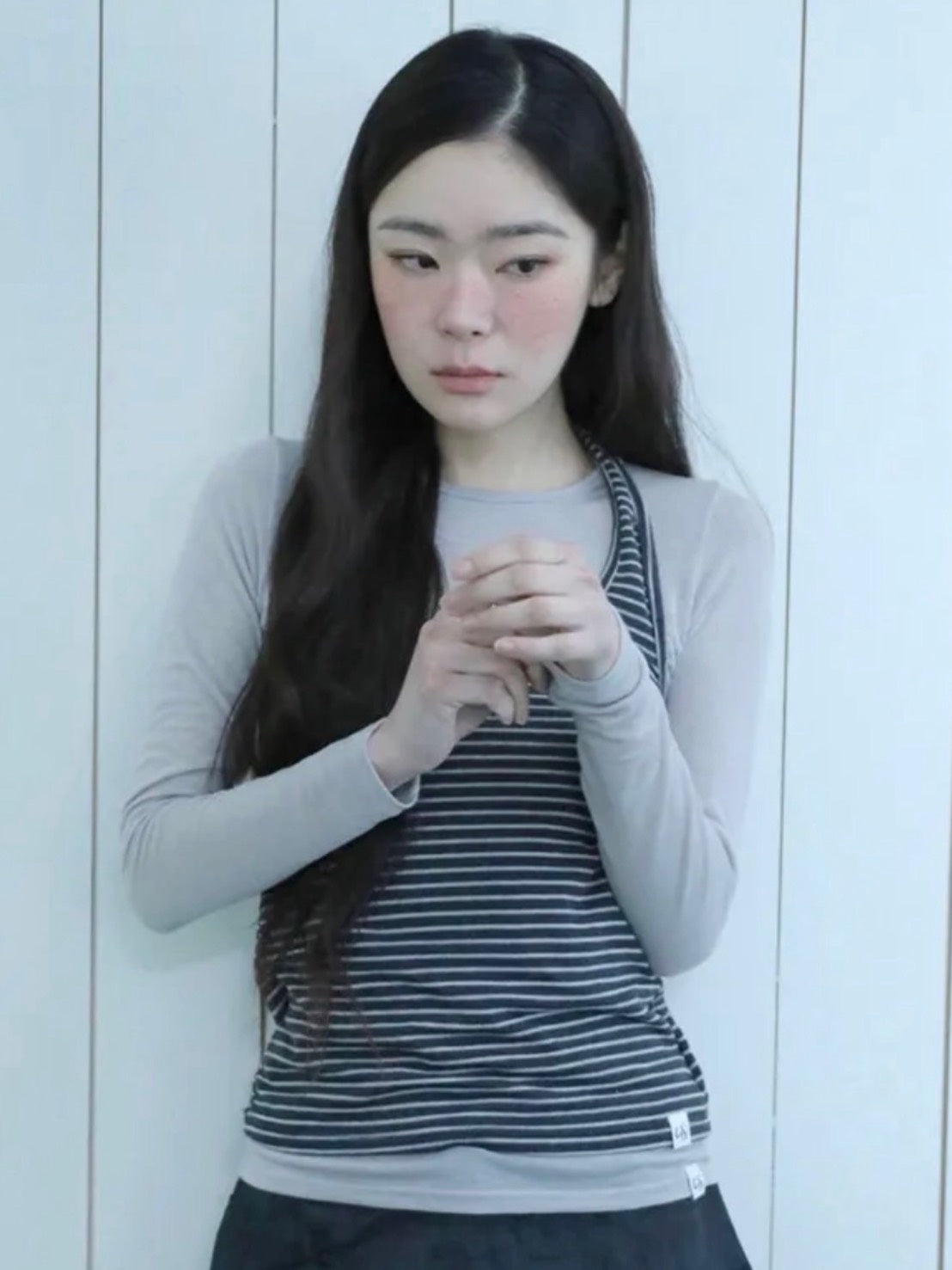 【Uglyshadow】STRIPED HALTER NECK LAYERED T-SHIRT