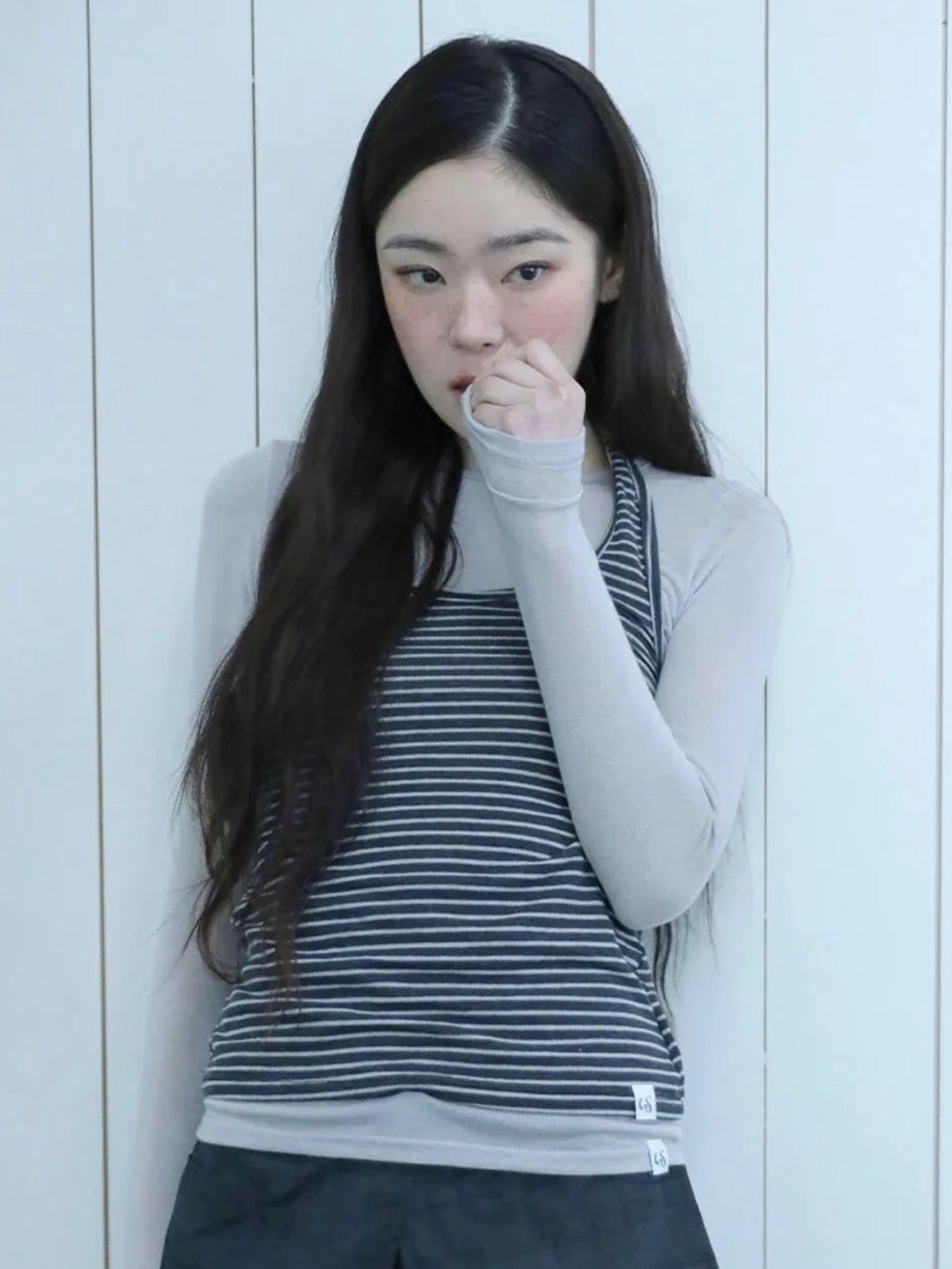 【Uglyshadow】STRIPED HALTER NECK LAYERED T-SHIRT